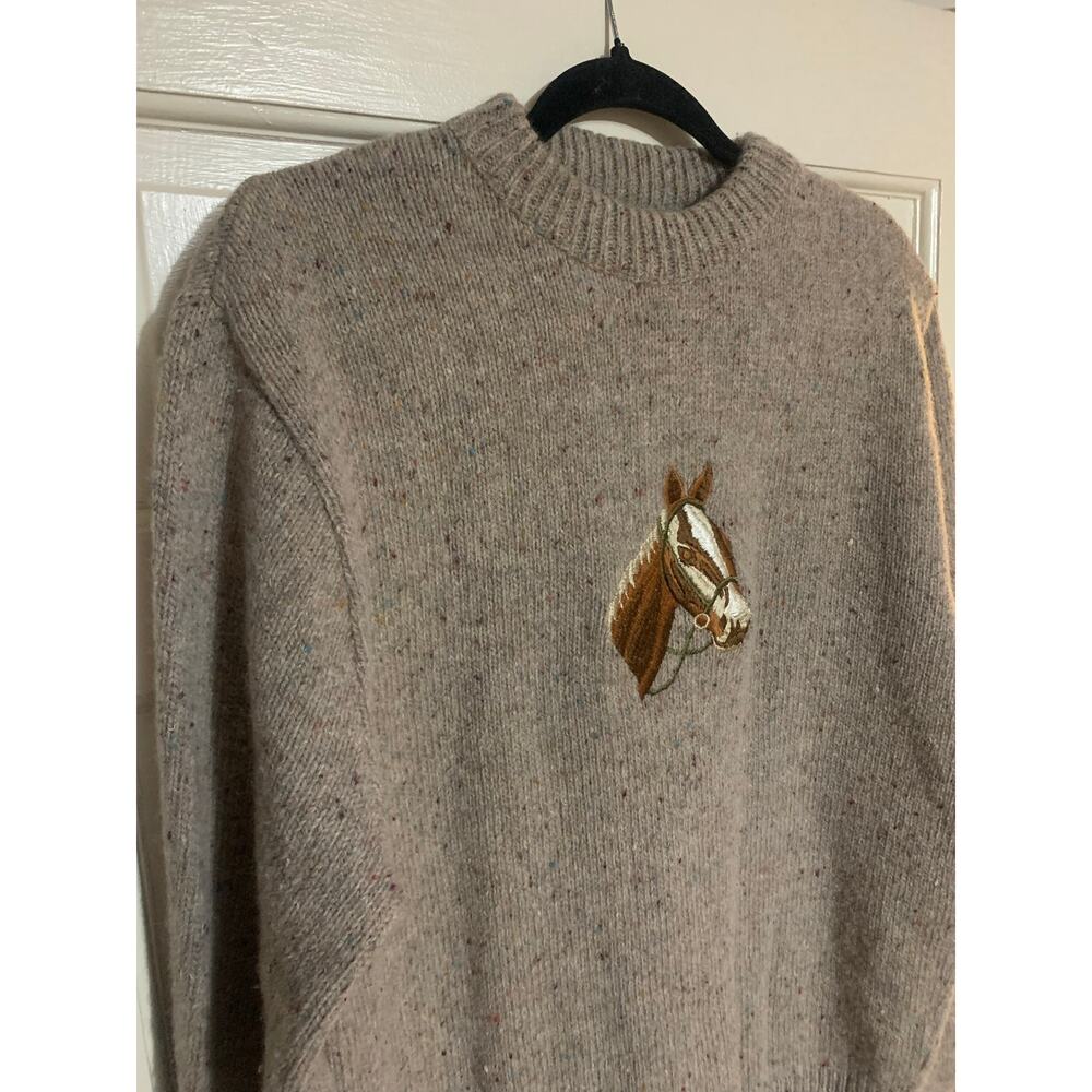Vintage 70s Lord Jeff Mountain Marls Wool Horse Sweater Mens L Gray Crewneck USA - Picture 4 of 9